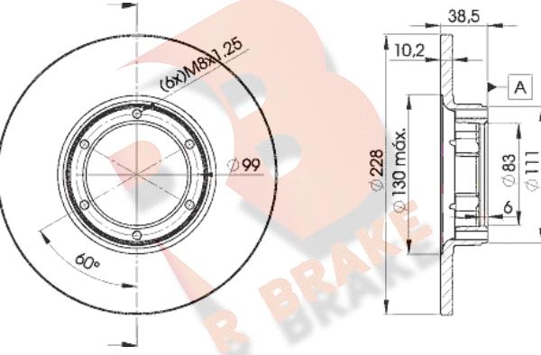 R Brake 78RBD22500 - Гальмівний диск autozip.com.ua