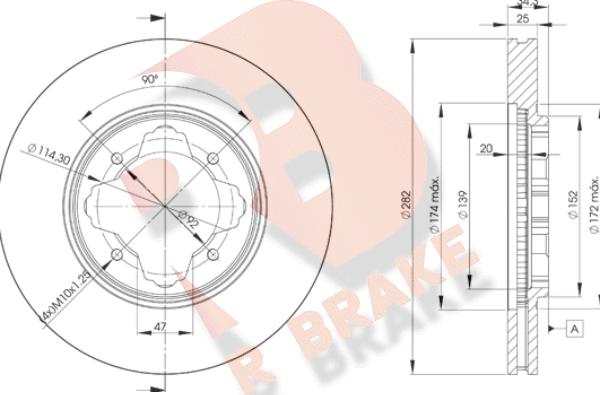 R Brake 78RBD22582 - Гальмівний диск autozip.com.ua