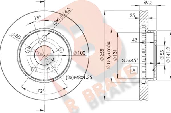 R Brake 78RBD22047 - Гальмівний диск autozip.com.ua