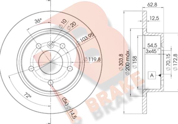 R Brake 78RBD22004 - Гальмівний диск autozip.com.ua