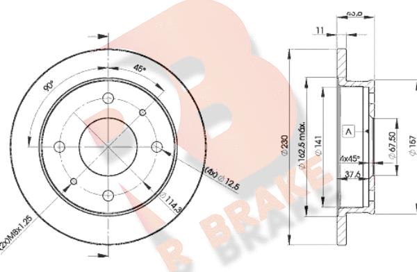 R Brake 78RBD22000 - Гальмівний диск autozip.com.ua