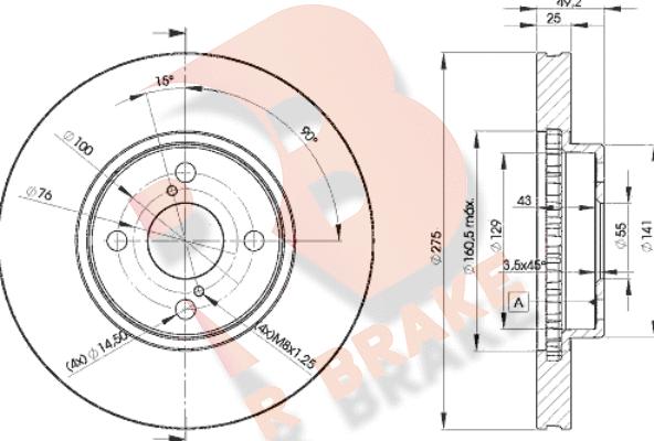 R Brake 78RBD22080 - Гальмівний диск autozip.com.ua