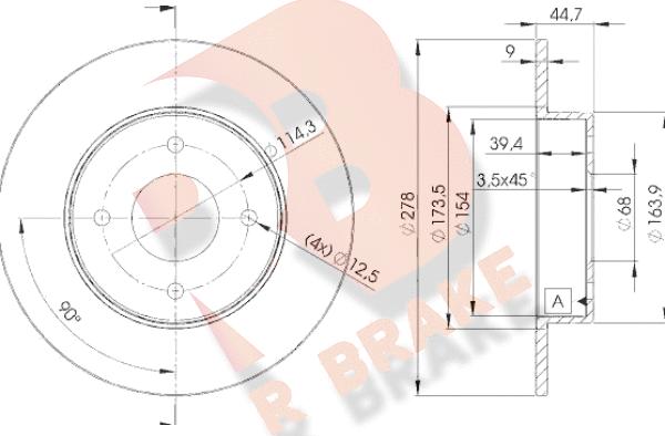 R Brake 78RBD22083 - Гальмівний диск autozip.com.ua