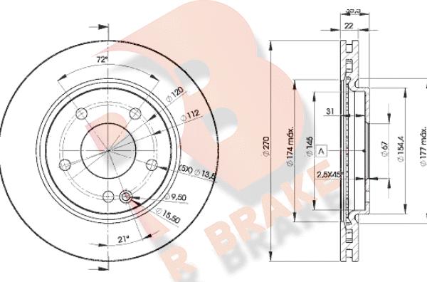 R Brake 78RBD22112 - Гальмівний диск autozip.com.ua