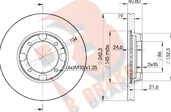 R Brake 78RBD22135 - Гальмівний диск autozip.com.ua