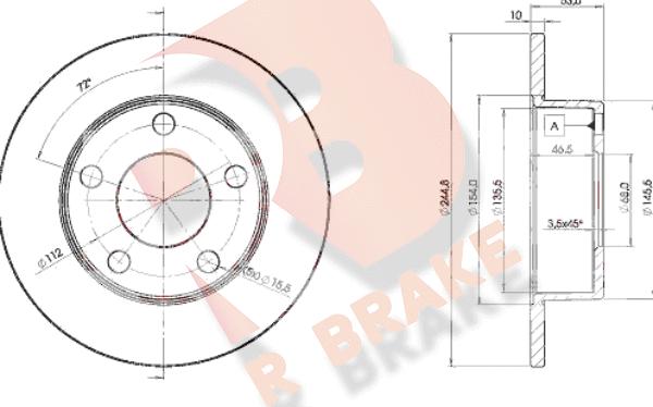 R Brake 78RBD22800 - Гальмівний диск autozip.com.ua