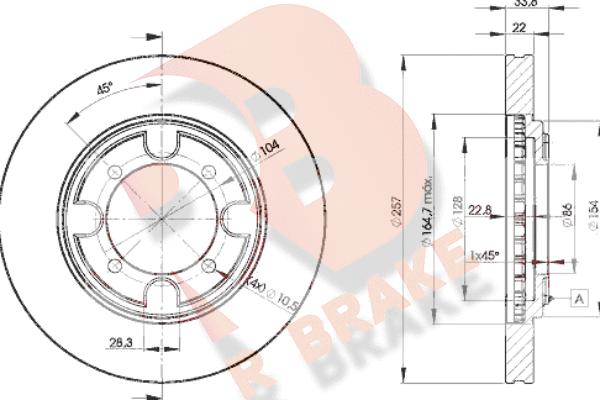 R Brake 78RBD22830 - Гальмівний диск autozip.com.ua