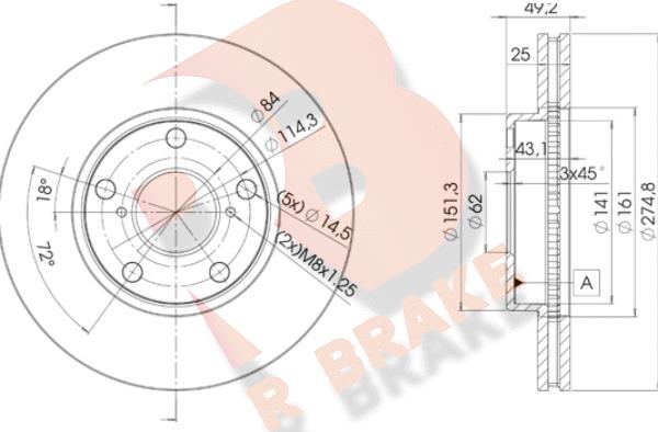 R Brake 78RBD22878 - Гальмівний диск autozip.com.ua