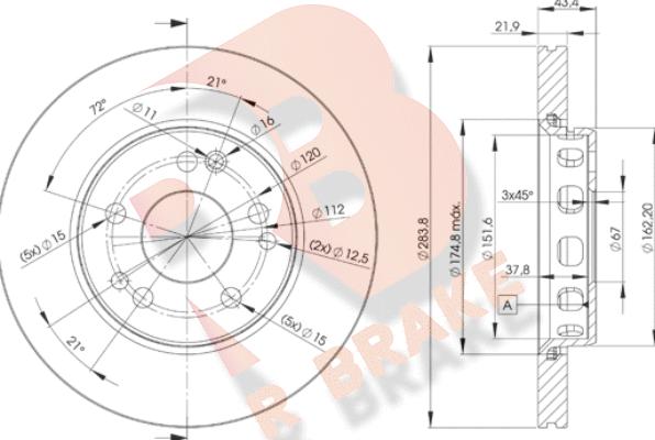 R Brake 78RBD22312 - Гальмівний диск autozip.com.ua