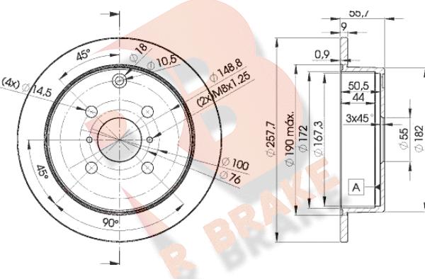 R Brake 78RBD22251 - Гальмівний диск autozip.com.ua