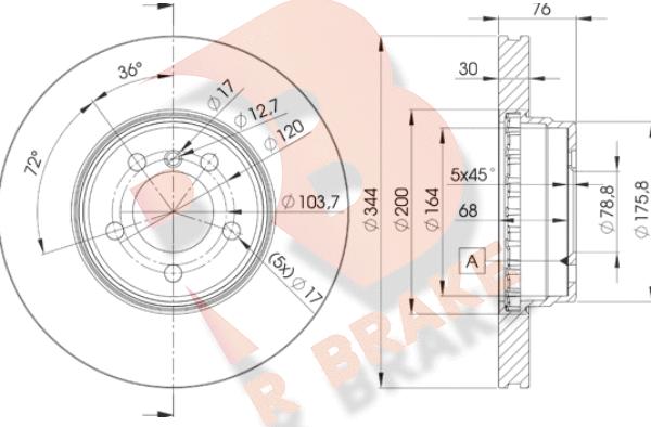 R Brake 78RBD22207 - Гальмівний диск autozip.com.ua