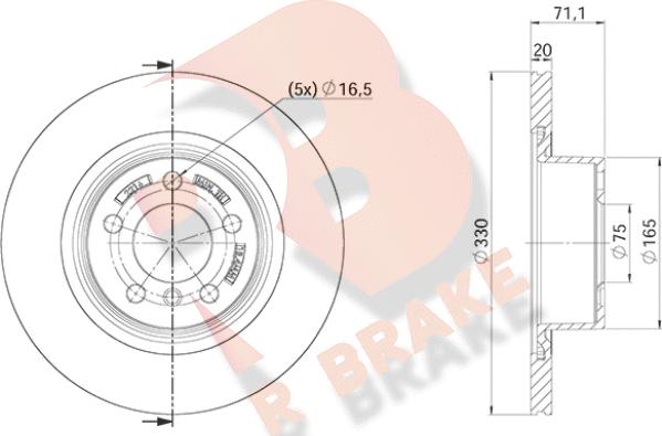 R Brake 78RBD22216 - Гальмівний диск autozip.com.ua
