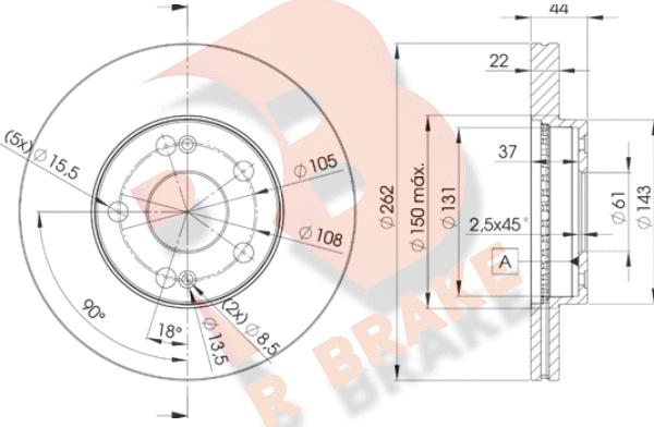 R Brake 78RBD22233 - Гальмівний диск autozip.com.ua