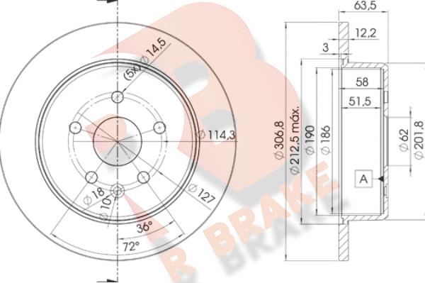 R Brake 78RBD22790 - Гальмівний диск autozip.com.ua