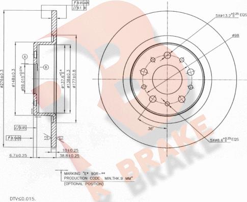 R Brake 78RBD22702 - Гальмівний диск autozip.com.ua