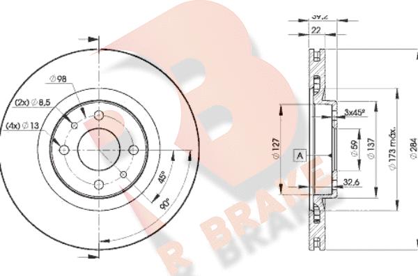 R Brake 78RBD27947 - Гальмівний диск autozip.com.ua