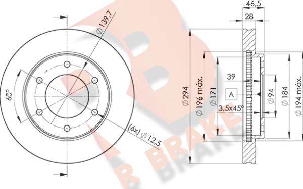 R Brake 78RBD27019 - Гальмівний диск autozip.com.ua