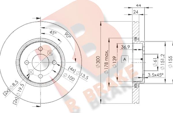 R Brake 78RBD27897 - Гальмівний диск autozip.com.ua