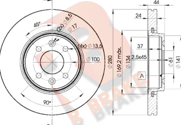 R Brake 78RBD27829 - Гальмівний диск autozip.com.ua