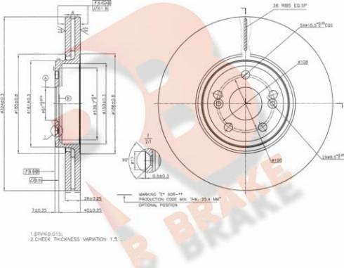 R Brake 78RBD27357A - Гальмівний диск autozip.com.ua