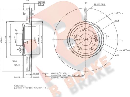 R Brake 78RBD27357 - Гальмівний диск autozip.com.ua