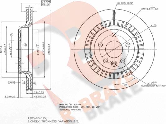 R Brake 78RBD27305 - Гальмівний диск autozip.com.ua