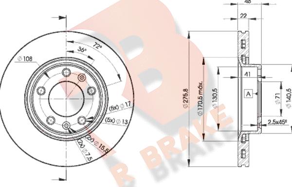 R Brake 78RBD27322 - Гальмівний диск autozip.com.ua