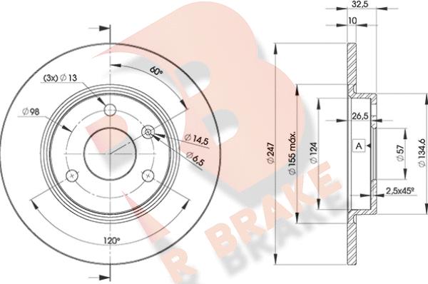 R Brake 78RBD27276 - Гальмівний диск autozip.com.ua