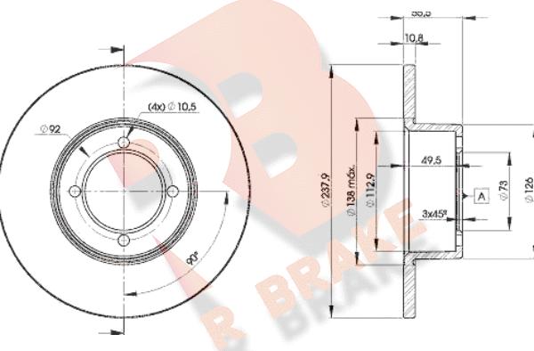 R Brake 78RBD27739 - Гальмівний диск autozip.com.ua