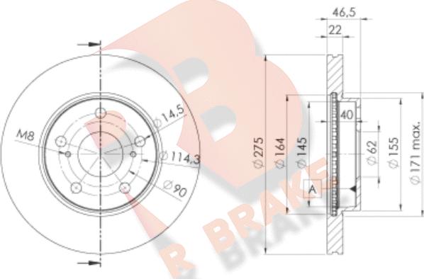 R Brake 78RBS22890 - Гальмівний диск autozip.com.ua