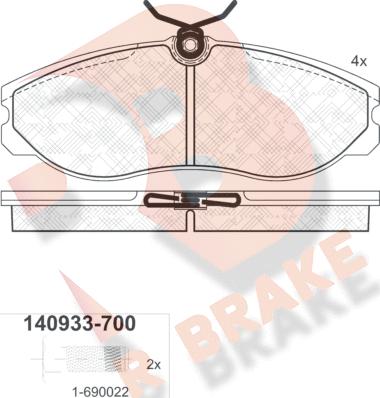 R Brake RB0933-700 - Гальмівні колодки, дискові гальма autozip.com.ua