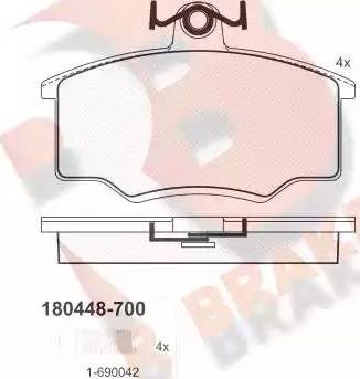 R Brake RB0448-700 - Гальмівні колодки, дискові гальма autozip.com.ua