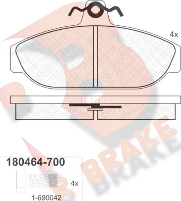 R Brake RB0464-700 - Гальмівні колодки, дискові гальма autozip.com.ua