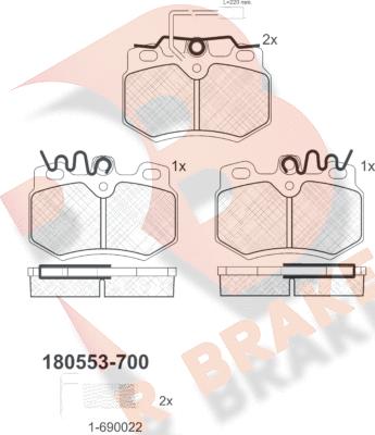 R Brake RB0553-700 - Гальмівні колодки, дискові гальма autozip.com.ua