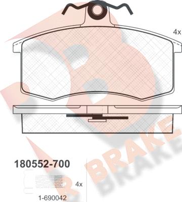 R Brake RB0552-700 - Гальмівні колодки, дискові гальма autozip.com.ua