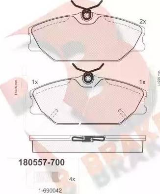 R Brake RB0557-700 - Гальмівні колодки, дискові гальма autozip.com.ua