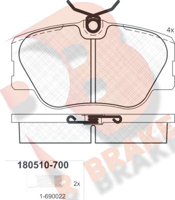 R Brake RB0510-700 - Гальмівні колодки, дискові гальма autozip.com.ua