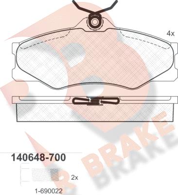 R Brake RB0648-700 - Гальмівні колодки, дискові гальма autozip.com.ua