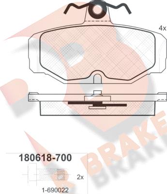 R Brake RB0618-700 - Гальмівні колодки, дискові гальма autozip.com.ua