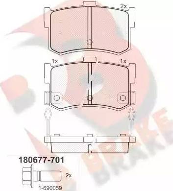 R Brake RB0677-701 - Гальмівні колодки, дискові гальма autozip.com.ua