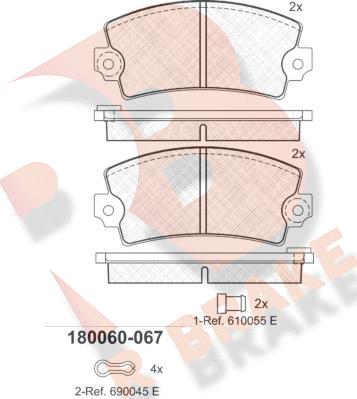 R Brake RB0060-067 - Гальмівні колодки, дискові гальма autozip.com.ua