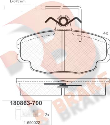 R Brake RB0863-700 - Гальмівні колодки, дискові гальма autozip.com.ua