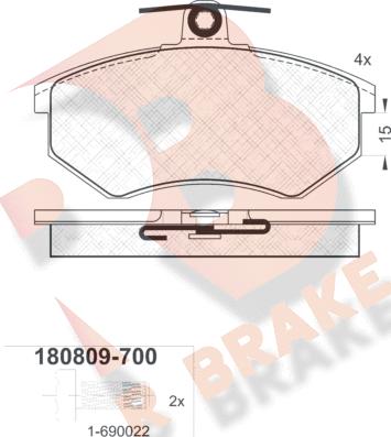 R Brake RB0809-700 - Гальмівні колодки, дискові гальма autozip.com.ua