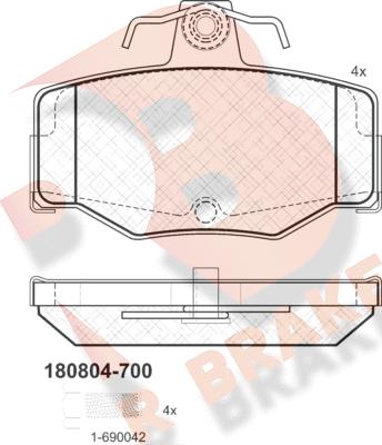 R Brake RB0804-700 - Гальмівні колодки, дискові гальма autozip.com.ua