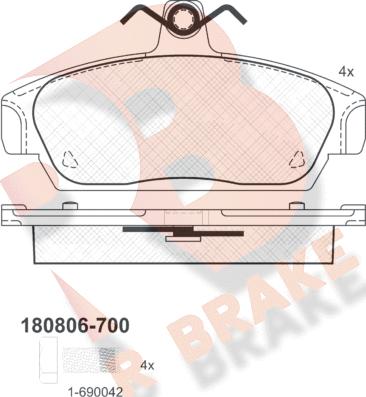 R Brake RB0806-700 - Гальмівні колодки, дискові гальма autozip.com.ua