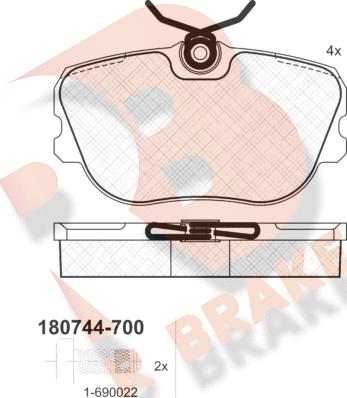 R Brake RB0744-700 - Гальмівні колодки, дискові гальма autozip.com.ua