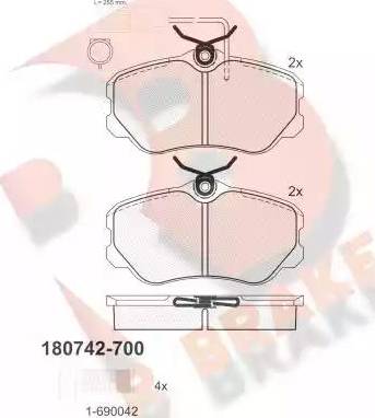 R Brake RB0742-700 - Гальмівні колодки, дискові гальма autozip.com.ua