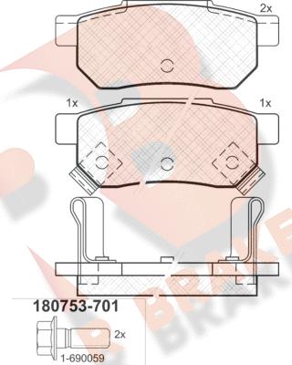 R Brake RB0753-701 - Гальмівні колодки, дискові гальма autozip.com.ua