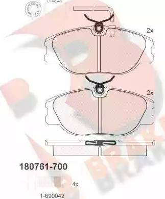 R Brake RB0761-700 - Гальмівні колодки, дискові гальма autozip.com.ua