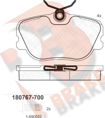 R Brake RB0767-700 - Гальмівні колодки, дискові гальма autozip.com.ua